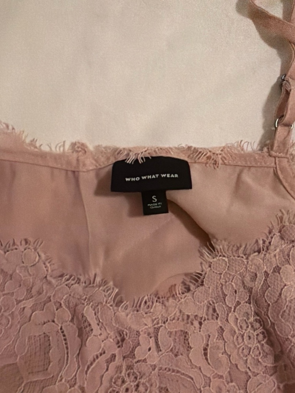 Who What Wear Blush Lace Top with Adjustable Straps